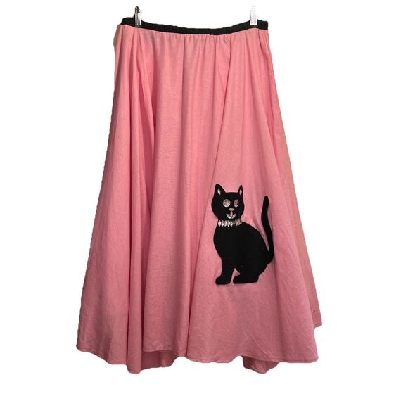 Poodle Cat Skirt Vtg Handmade Womens S Pink Drawstring Halloween 50's Rockabilly - Picture 1 of 7